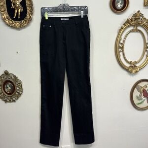Christian Dior Boutique Black Cotton Viscose Silk Tulle Trim Pants Size 2